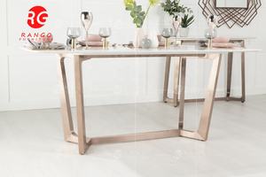 Table de salle à manger de luxe moderne, ensemble pour 6 chaises, bon marché, design <span class=keywords><strong>en</strong></span> marbre - Product Image 2