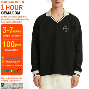 Sudadera Polo Personalizada de Fábrica, Color Block, 280 GSM, Felpa Francesa Delgada, Manga Larga, Cuello Camisero, Corte Regular, con Logotipo Personalizado - Product Image 1