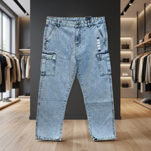 Jean baggy unisexe en denim à 6 poches, coupe large, pour hommes et femmes, coupe ample, grande taille, surplus, excédent de stock, FOB 4,80-5,80 $ - Product Image 3