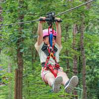 Poulie de zipline noire 45kN en acier inoxydable avec roulements à billes, fabriquée en Chine, pièce TP-Q9639, équipement d'aventure scolaire en plein air