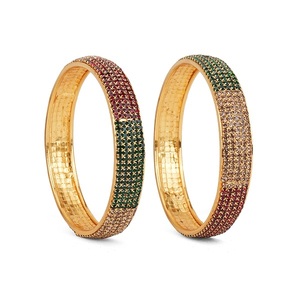 Elegant Metal Kada Bangle with White Green and <b>Red</b> Stone Embellishment Traditional Indian Ethnic <b>Bracelet</b> Jewelry for Women - Product Image 2