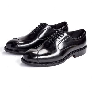 Men's Formal Business <b>Shoes</b> Trendy Lace-Up Low-Top Handmade Oxford Cow Leather Upper <b>Height</b> <b>Increasing</b> Waterproof Anti-Slip - Product Image 6
