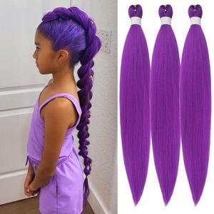Lot de trois queues de cheval synthétiques Kanekalon violettes de 30 pouces, lisses, pour enfants et femmes - Product Image 1
