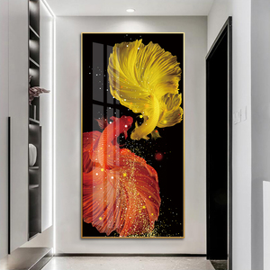 Decorazione Murale con Quadro <span class=keywords><strong>di</strong></span> Pesce Dorato Cinese, Opera d'Arte Naturale con Pesce Portafortuna, Dipinto Incorniciato su Vetro Temperato, Decorazione Moderna per Camera da Letto - Product Image 3