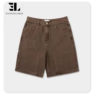 LARSUR Custom Logo OEM ODM double knee carpenter shorts baggy twill canvas cargo shorts heavyweight work shorts for men