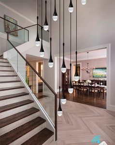 Sanxiang màu đen sang trọng Led pha lê mặt dây đèn phòng khách tiền sảnh khách sạn cầu thang Trần cao đèn chùm - Product Image 3