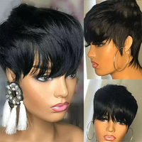 Perruque de cheveux humains coupe courte Pixie pour femmes noires, perruque sans dentelle fabriquée à la machine, perruque pas chère sans colle, vente en gros