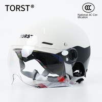 FOMOKER Nouveau casque de moto demi-coque TORST ABS - Design rétro, taille réglable, utilisation quatre saisons, ajustement universel, certifié 3C, garantie 1 an