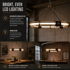 Lampadario a sospensione LED di design XZ Retro Island Luxury Nordic in ottone industriale con anello, per soffitti alti, ideale per cucina - Product Image 3