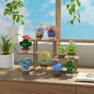 Building <b>Block</b> Sets Cacti Flowers Potted Plants Desktop Ornaments Educational Toys For Kids 8 13 Years Unisex DIY Compatible - Product Image 1