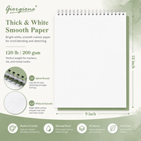 Bloc de marqueurs spirale Giorgione 9x12 pouces, 60 feuilles, 120 lb, 200 g/m², papier blanc lisse sans acide, fournitures artistiques professionnelles