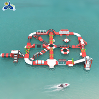 Équipement d'amusement aquatique commercial personnalisé pour la plage, parcours d'obstacles flottant, parc aquatique gonflable pour adultes en eaux ouvertes