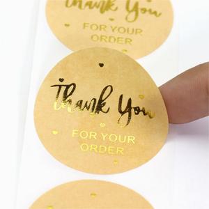 Thiết kế mới dập nóng nhãn Logo Nhãn kraft giấy dính lá vàng Sticker tùy chỉnh dán in ấn bán buôn tùy biến - Product Image 3