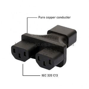 Connecteur Y C14 Répartiteur mâle G Type d'alimentation Adaptateur prise C13 Prise femelle 2 voies - Product Image 2