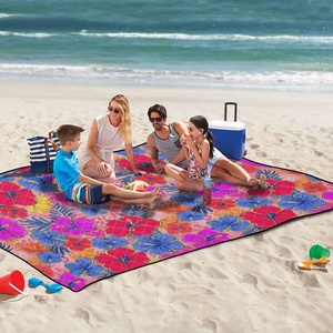 60X80in Extra Large Custom Logo Waterproof Picnic Hawaii Flower Beach Outdoor <b>Camping</b> Picnic <b>Mat</b> Travel Foldable Picnic Bag - Product Image 5
