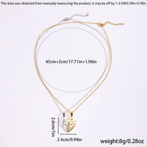 耳の形愛ステンレス鋼ネックレスフェード耐性インターロッキングハートカップルネックレス - Product Image 5