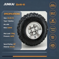 Pneu 22x10-10 avec jante, pneu tubeless à bande de roulement large, robuste, pour ATV/UTV/kart tout-terrain, pneu anti-crevaison tout-terrain