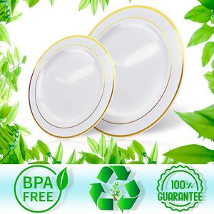 175 piezas de platos de plástico dorados con cubiertos desechables, vasos y servilletas, juegos de vajilla <span class=keywords><strong>para</strong></span> fiestas de boda - Product Image 4