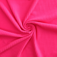 Tissu côtelé extensible en maille élastique 100% polyester, 92% polyester recyclé, 8% élasthanne, couleur unie personnalisée, séchage rapide, respirant, pour vêtements