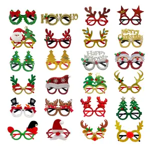 12PCS搞笑生日圣诞驯鹿闪光派对眼镜架圣诞装饰服装眼镜假期