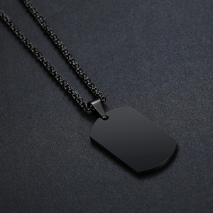 Collier pendentif en acier inoxydable, plaqué argent, or ou noir, avec plaque d'identification vierge, chaîne motard, pour hommes et femmes, bijoux hypoallergéniques - Product Image 6