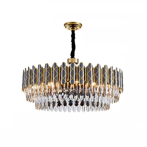 Lustre moderne vintage en cristal noir pour salon, LED, luxe, acier inoxydable, escalier - Product Image 1