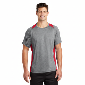 T-shirt en polyester Contender Color Block chiné pour hommes T-shirts chinés/violets vintage - Product Image 1