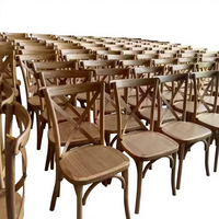 Chaises empilables en bois naturel à dossier croisé pour événements, location en gros, pour banquets et mariages