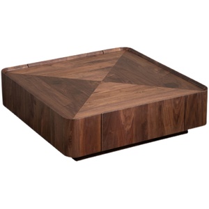 Orta yüzyıl Modern ceviz kabuğu ahşap çerçeve Metal taban Minimalist tasarımcı oturma odası çay masası sehpa - Product Image 5