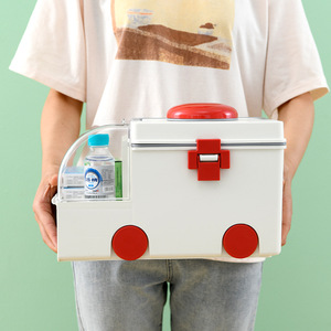 Super Factory Medicine Box Large Capacity Portable Plastic Home Use White Green - Product Image 4