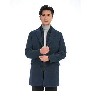 2023 Bosha MTM大衣男士冬季大衣定制蓝色高品质羽绒服羊毛风衣和大衣风格染色面料设计