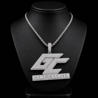 Pendentif lettre Moissanite certifiée testeur de diamant, style Hip Hop, en argent 925, entièrement sertie de diamants, avec chaîne à maillons pour rappeur