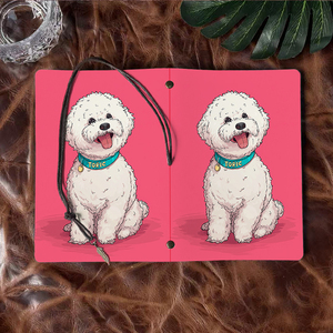 A6 Notebook regalo di ringraziamento per i grafici per celebrare le loro opere d'arte con cane <span class=keywords><strong>bianco</strong></span> con colletto <span class=keywords><strong>turchese</strong></span> stampato - Product Image 6
