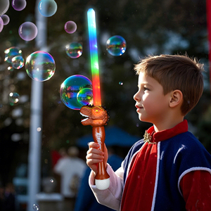 Summer New Electric Fully Automatic <b>Light</b>-Up Dinosaur Bubble Sword Glow <b>Stick</b> with PE Material Unisex for Kids - Product Image 2