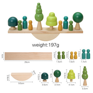 Blocchi Colorati per l'Educazione Precoce dei Bambini, Altalena in Legno a Forma di Foresta, Gioco Interattivo per l'Equilibrio e la Coordinazione Occhio-Mano - Product Image 4