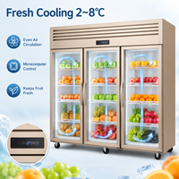 3-deurs glazen koelvitrine voor fruit en dranken, met dubbele koeling (lucht & direct) 2-8 ℃   Supermarkt