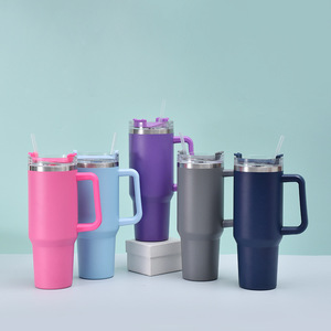 Gobelet isotherme en céramique de 40 oz, personnalisable, avec poignée, en acier inoxydable, pour les voyages - Product Image 5