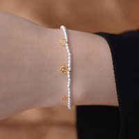 Français Romantique 925 Sterling Silver Plaqué Or Bracelet Femmes Élégant Tempérament Coeur Étoile Perle Bracelet Bijoux