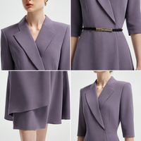 Ensemble tailleur violet pour femme, ensemble de bureau professionnel deux pièces