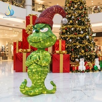 Lanterne LED 3D personnalisée pour festival, figurine de monstre vert avec chapeau de Père Noël pour la décoration de fête de Noël
