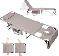 Chaise de bronzage robuste avec chaise longue pliante réglable à 5 positions, chaise longue de plage portable