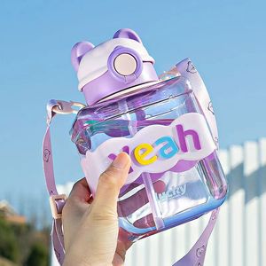 Seaygift - Linda Botella de Agua Deportiva de Dibujos Animados para Niños, Botella de Agua para Niños, Taza de Plástico con Pajita para Leche y Jugo para Bebés - Product Image 6