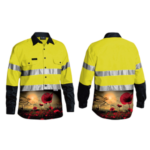 사용자 정의 패턴 패션 반사 안전 하이 비스 긴 소매 코튼 드릴 <span class=keywords><strong>3M</strong></span> 반사 줄무늬 운동 셔츠 남성 - Product Image 6