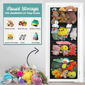 Mesh Net Sides Over the Door <b>Hook</b> 4 Pocket Tier Storage Pouch Wall Kids Toys Storage Stuffed Animal Hanging Organizer - Product Image 5