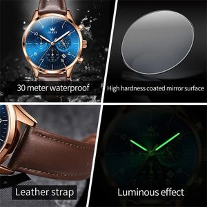 2882 Three Small Dials Genuine Leather Watchband Quartz Business Watch Round Shape Chronograph <b>Calendar</b> Men Wrist Watches - Product Image 6