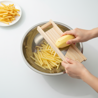 10mm Steak Snijder Mandoline Groentesnijder & Hakmes voor Ui Aardappel Gepatenteerde Handbeschermer Massief Houten Handmatige Snijder met Roestvrijstalen Lemmet