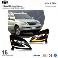 Phare LED à 3 yeux pour Lexus GX470 2003-2007, boîtier noir, projecteur DRL, clignotant gauche et droit, paire