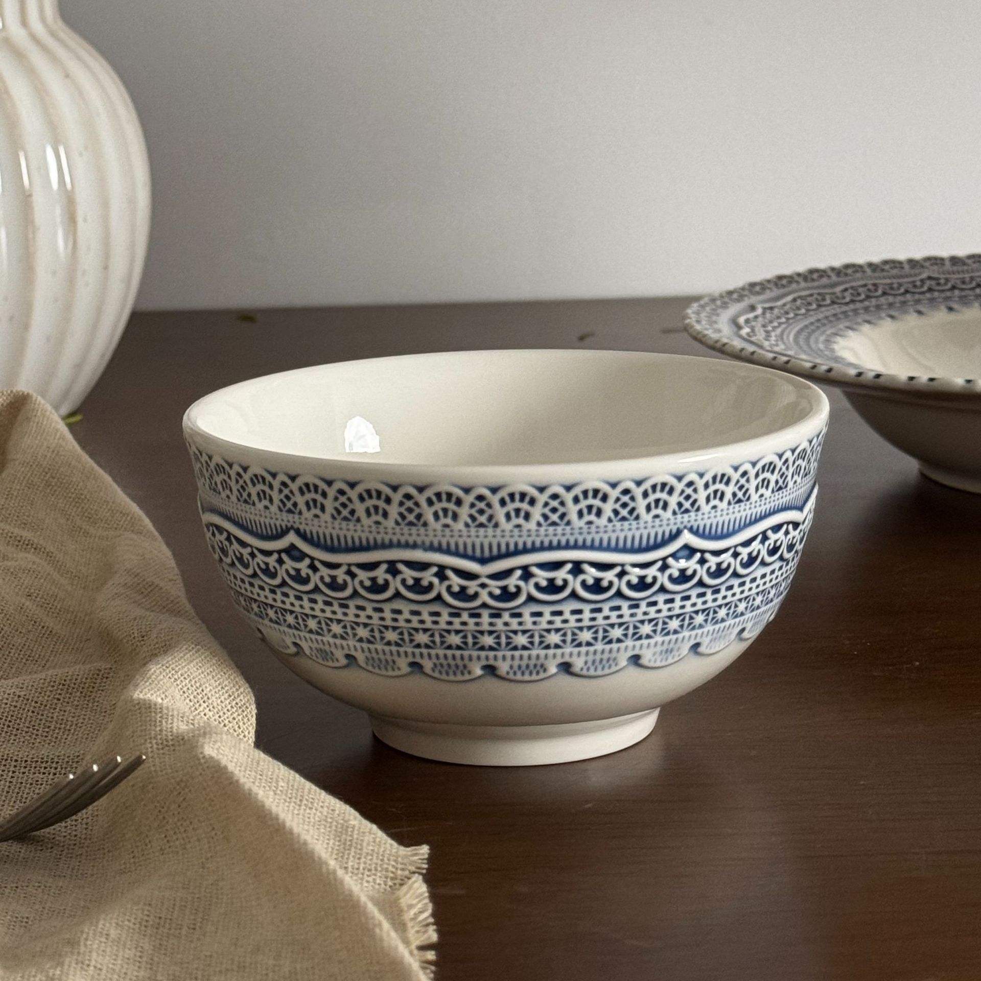 ชามสีน้ำเงินวินเทจ12.5*6.5