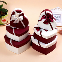 Boîtes cadeaux rigides en carton recyclable de luxe, couvercle et base, boîtes cadeaux en trois parties en forme de cœur