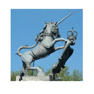 Escultura de unicornio de latón, escultura decorativa de Animal mítico, famoso y moderno